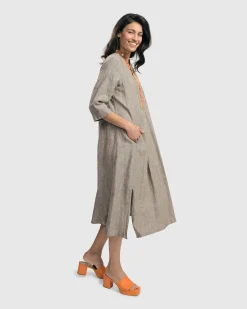 Women Alembika Plus<Cool Breeze Linen Maxi Dress, Ecru
