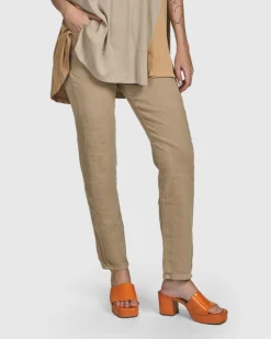 Women Alembika Pants & Skirts<Cotton Iconic Stretch Cotton Jeans, Sand