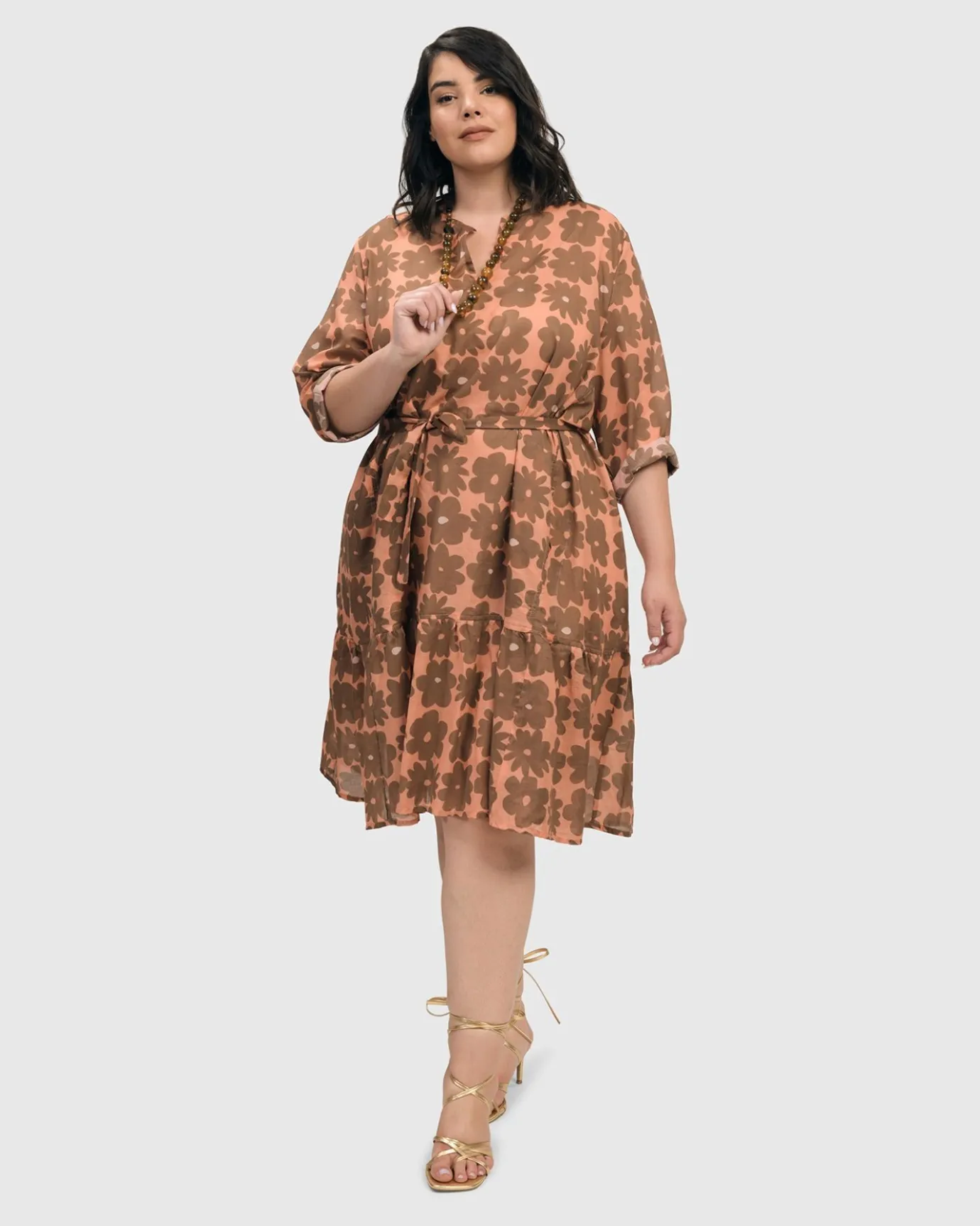 Women Alembika Dresses<Dahlia Cotton Voile Swing Dress, Peach/Earth