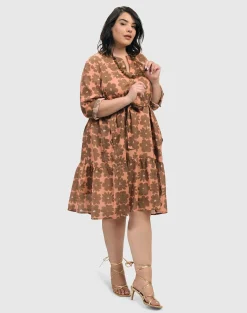 Women Alembika Dresses<Dahlia Cotton Voile Swing Dress, Peach/Earth