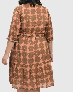 Women Alembika Plus<Dahlia Cotton Voile Swing Dress, Peach/Earth