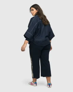 Women Alembika Plus<Dallas Cropped Shirt Jacket, Denim