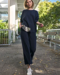 Women Alembika Pants & Skirts<Denver Cropped Pants, Navy