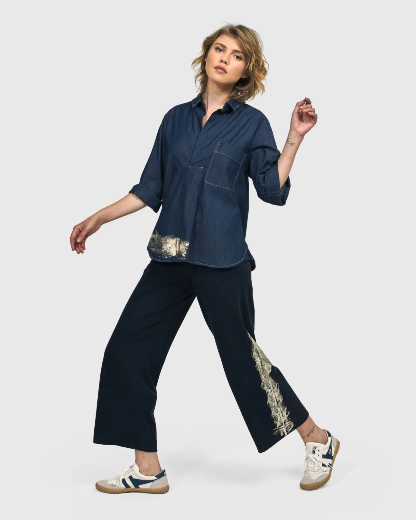 Women Alembika Pants & Skirts<Denver Cropped Pants, Navy