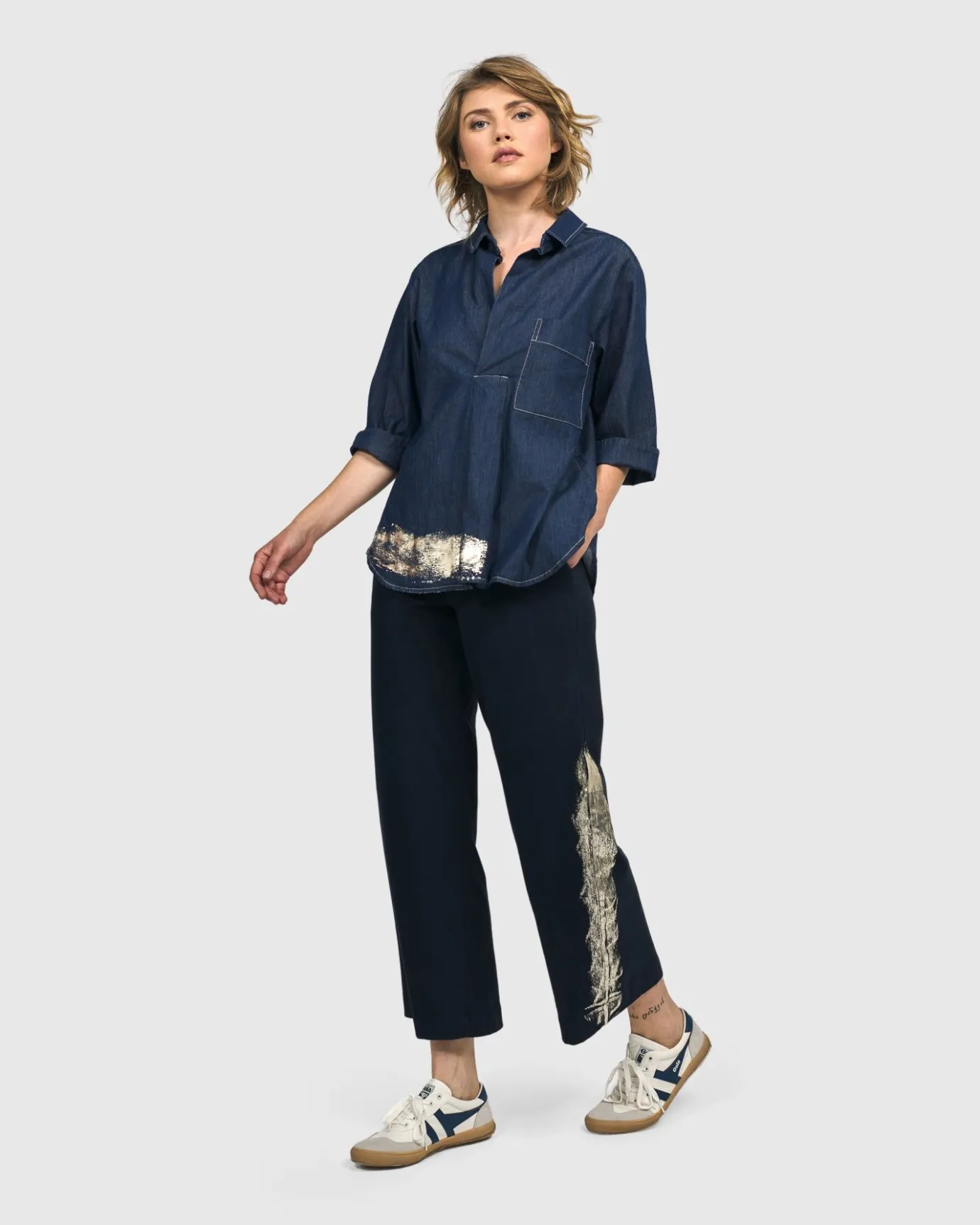 Women Alembika Pants & Skirts<Denver Cropped Pants, Navy