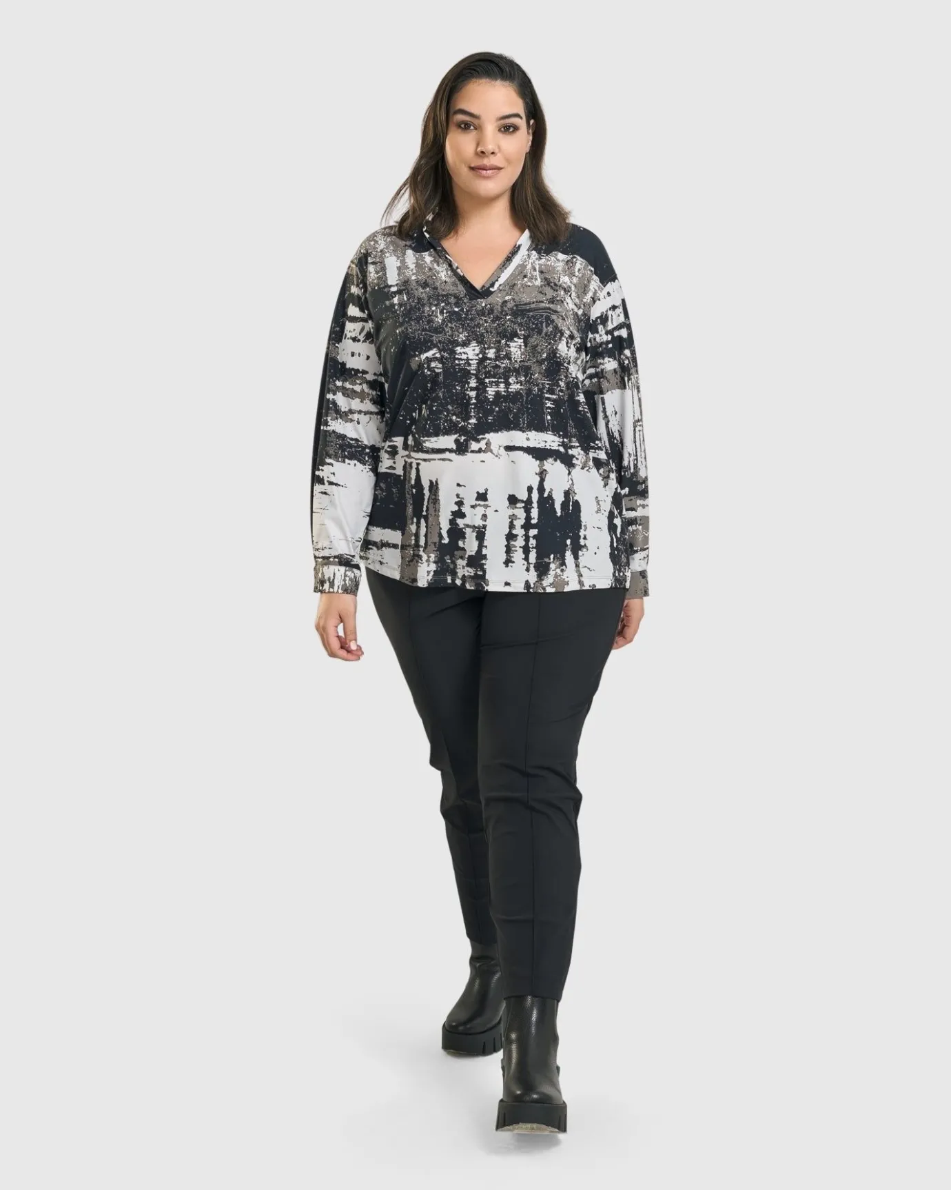 Women Alembika Plus<Digi V-Neck Pullover Top, Marble