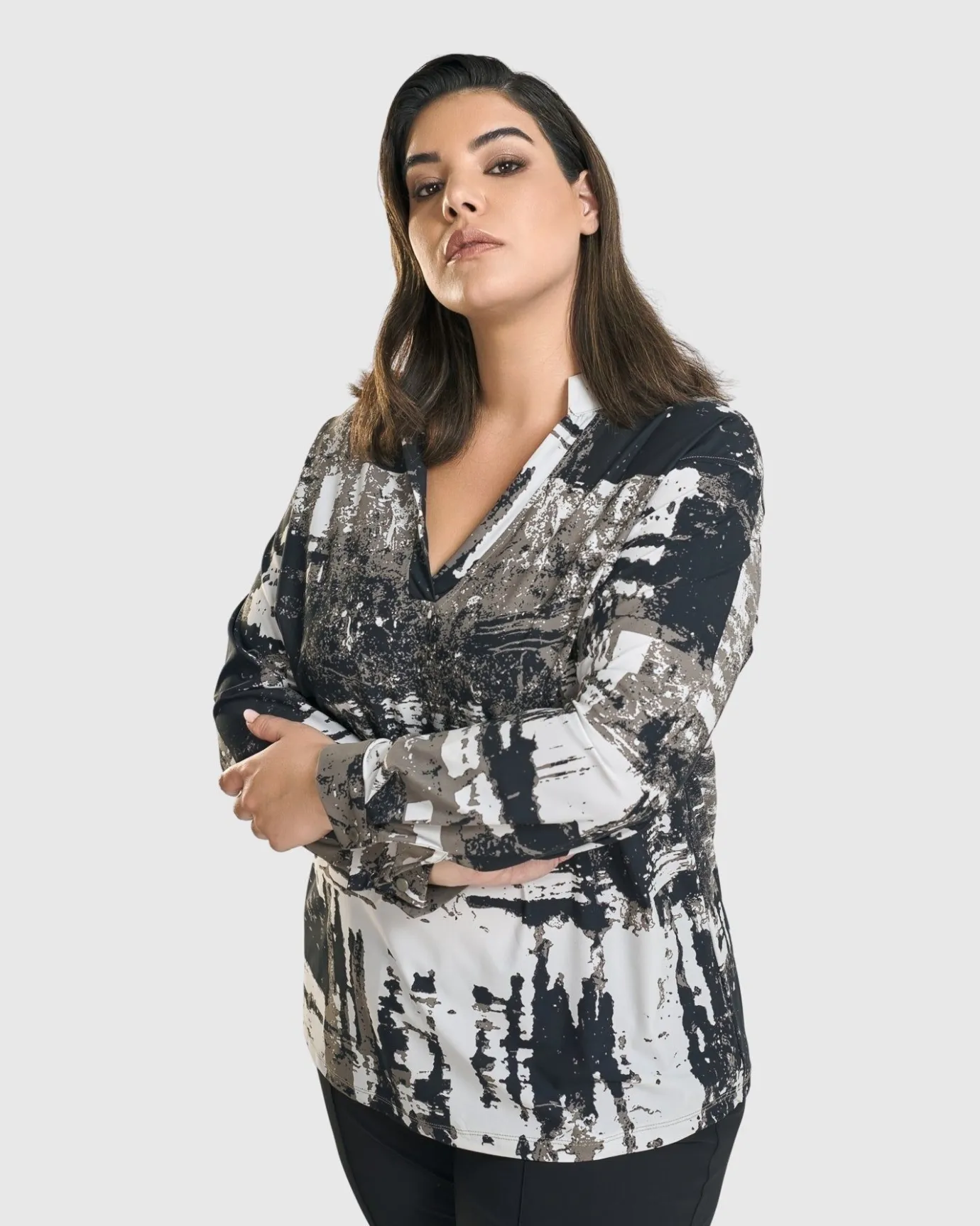 Women Alembika Plus<Digi V-Neck Pullover Top, Marble