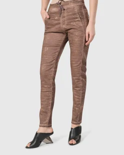 Women Alembika Pants & Skirts<Distressed Iconic Stretch Jeans, Brown Wash