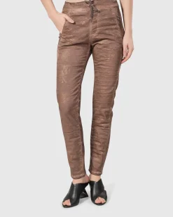 Women Alembika Plus<Distressed Iconic Stretch Jeans, Brown Wash