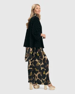 Women Alembika Plus<Dot Flocked Swing Jacket, Black