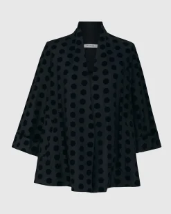 Women Alembika Plus<Dot Flocked Swing Jacket, Black
