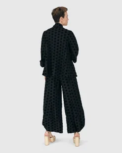 Women Alembika Plus<Dot Flocked Swing Jacket, Black