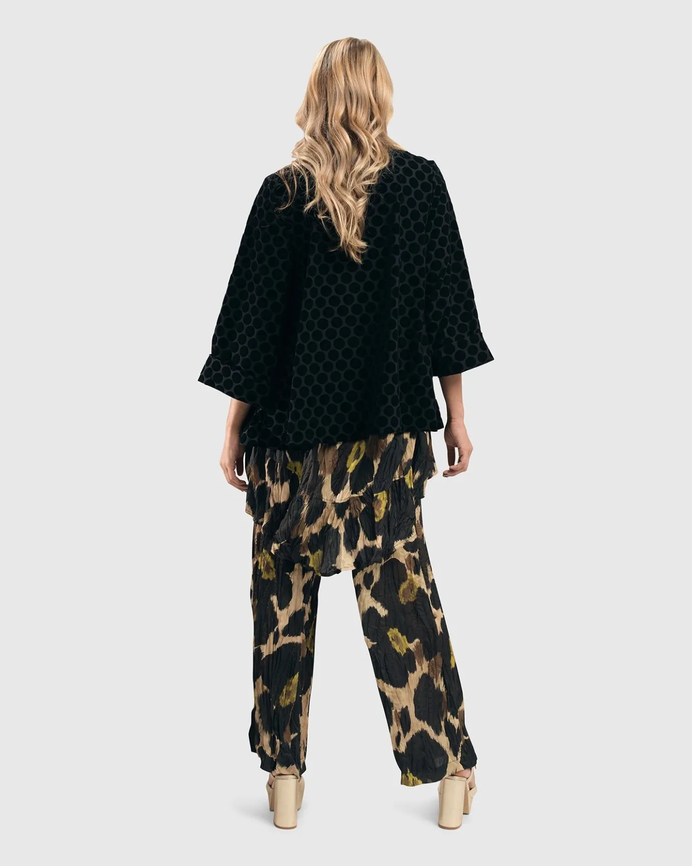 Women Alembika Jackets<Dot Flocked Swing Jacket, Black