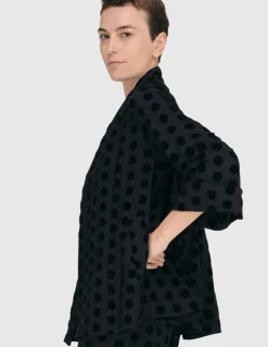 Women Alembika Jackets<Dot Flocked Swing Jacket, Black