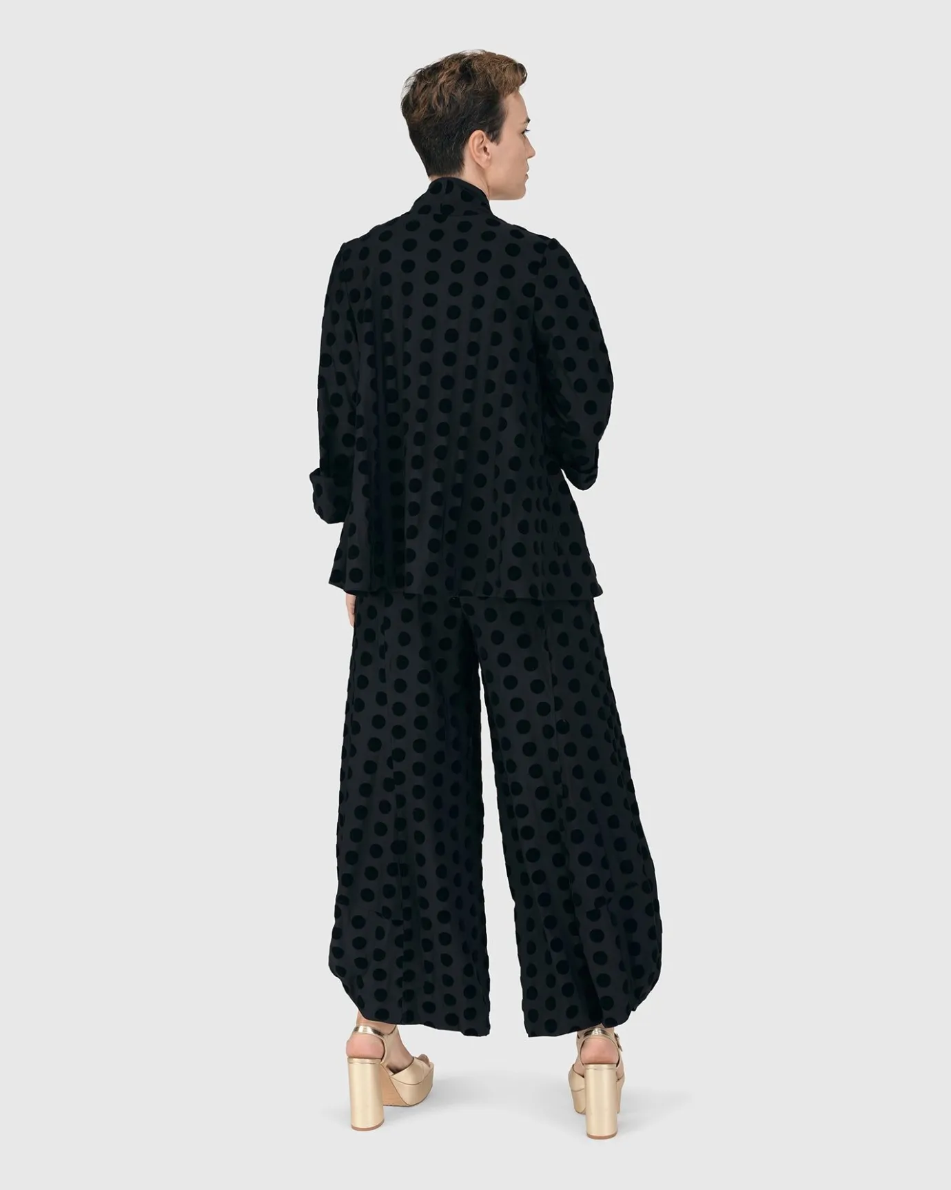Women Alembika Jackets<Dot Flocked Swing Jacket, Black