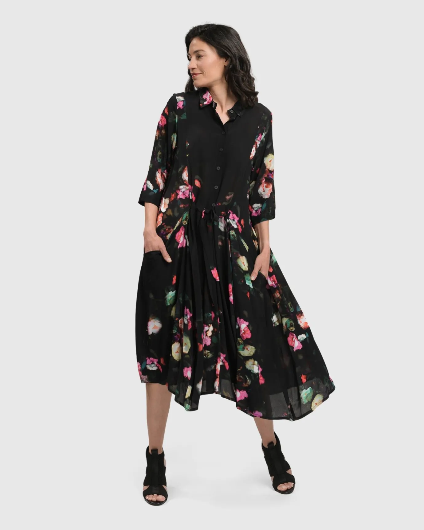 Women Alembika Dresses<Drinks-On-Me Maxi Shirt Dress, Floral