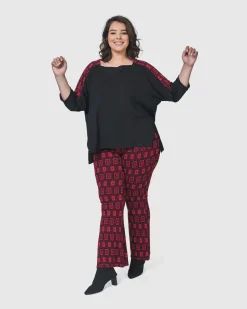 Women Alembika Plus<Dynamite Days Bell Bottom Pants, Red