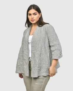 Women Alembika Plus<Electra Woven Jacket, Stripes