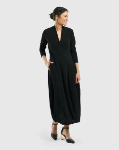 Women Alembika Plus<Elvira Cocoon Dress, Black