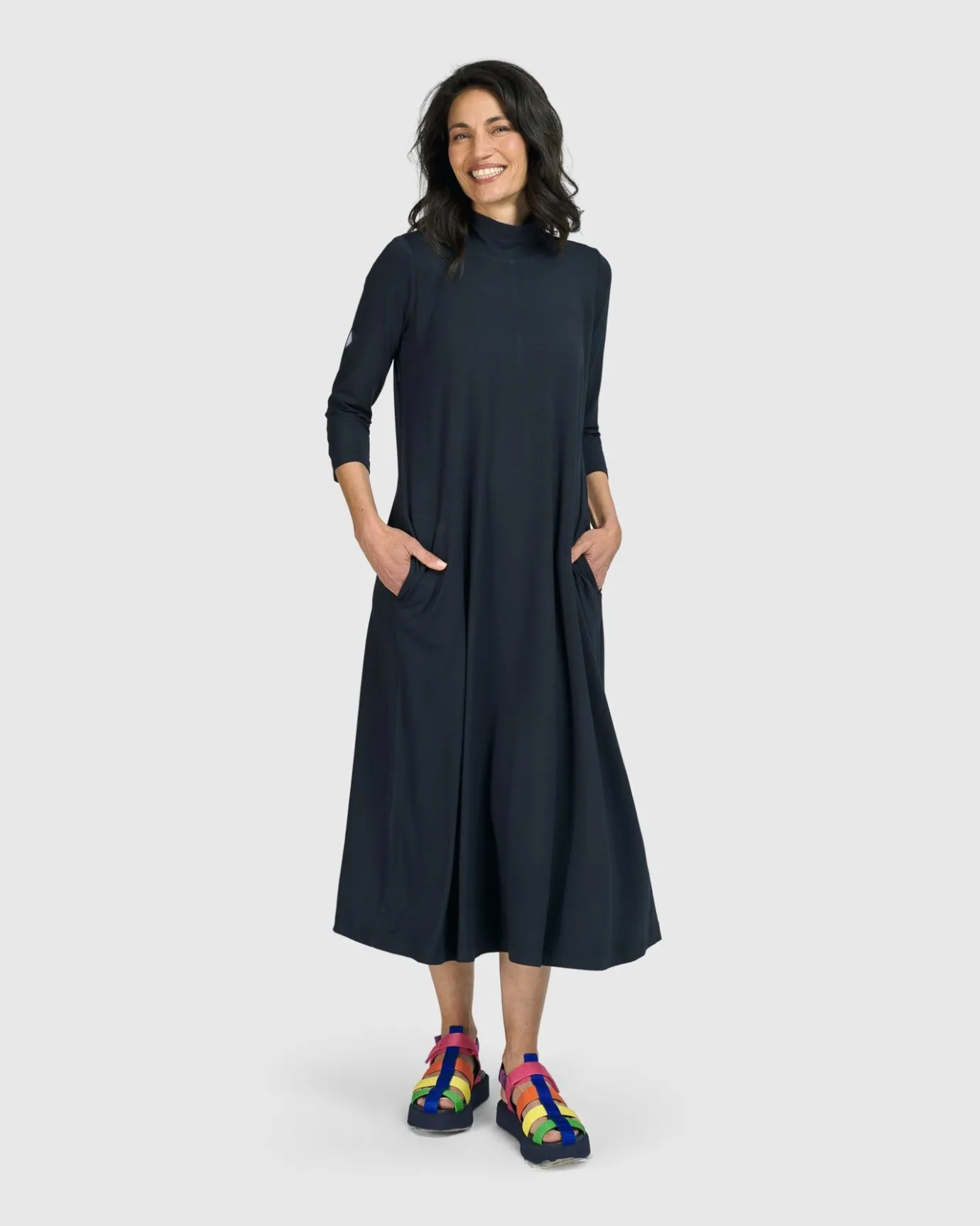 Women Alembika Plus<Essential A-Line Dress, Ocean