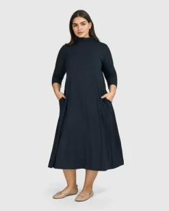 Women Alembika Plus<Essential A-Line Dress, Ocean