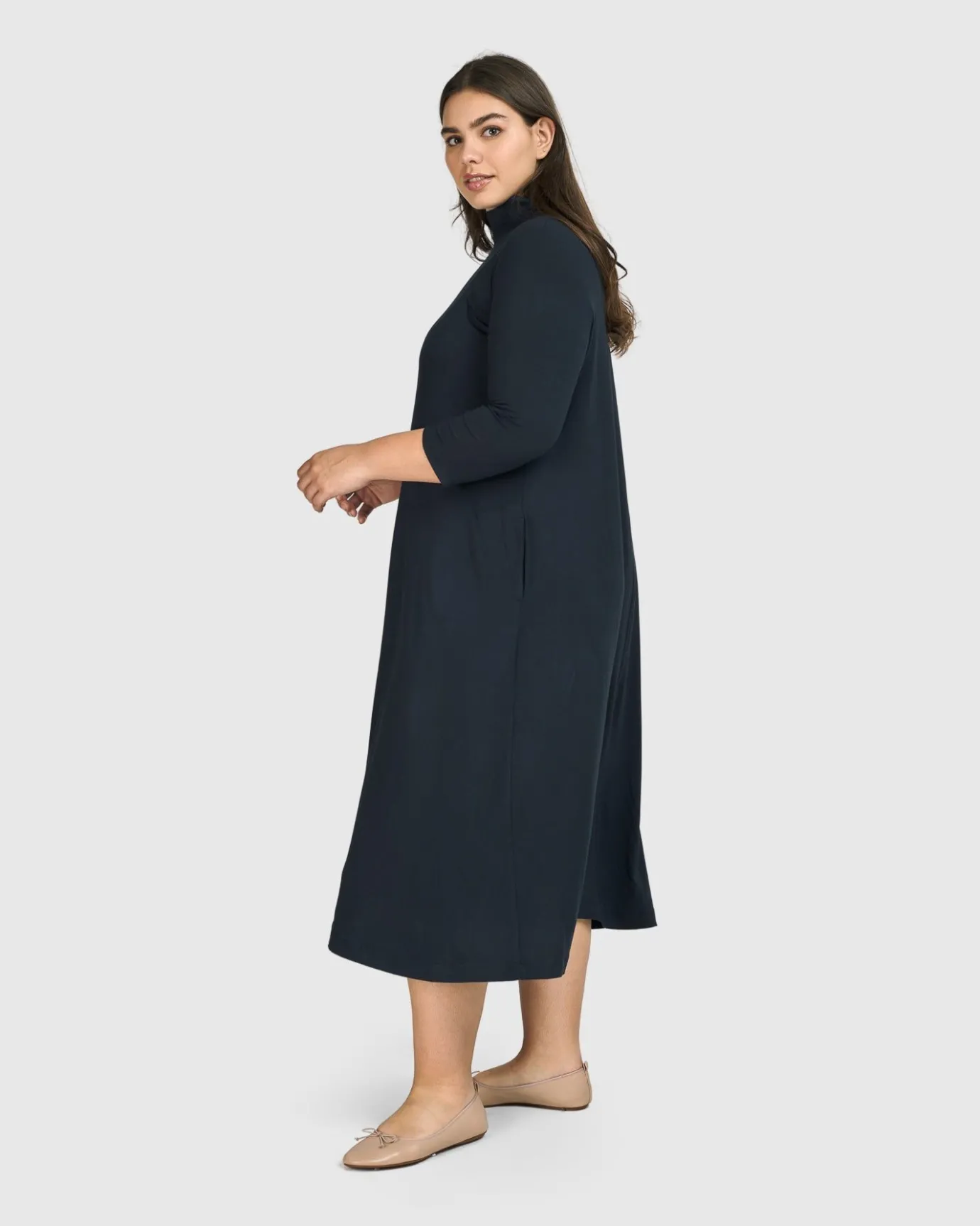 Women Alembika Plus<Essential A-Line Dress, Ocean