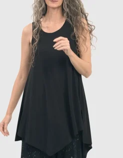 Women Alembika Tops & Tunics<Essential Asymmetrical Tunic Tank Top, Black