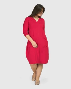 Women Alembika Plus<Essential Cargo Dress, Red Rose