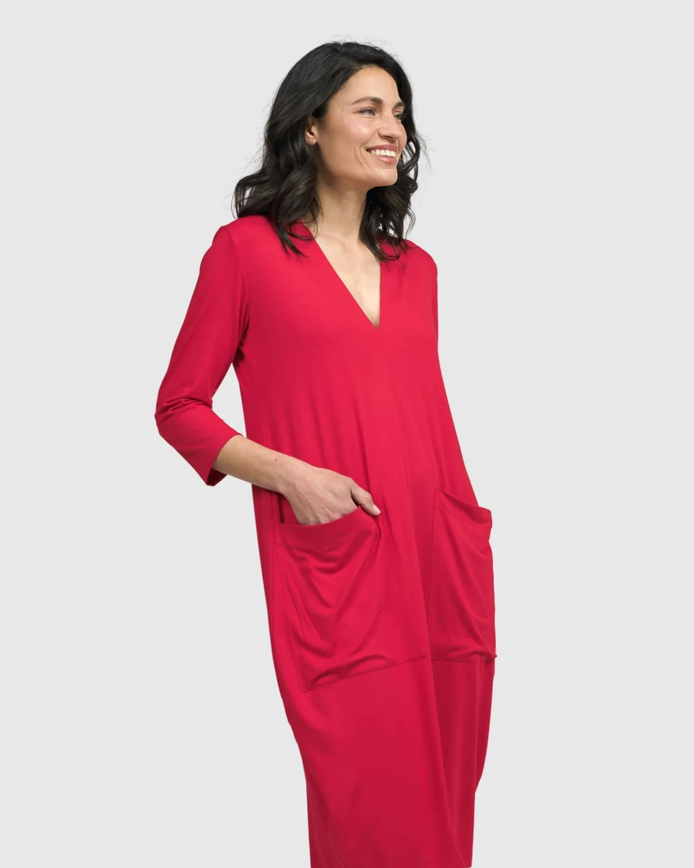 Women Alembika Plus<Essential Cargo Dress, Red Rose