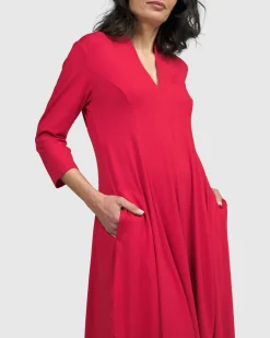 Women Alembika Plus<Essential Cocoon Dress, Red Rose