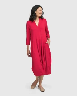 Women Alembika Plus<Essential Cocoon Dress, Red Rose