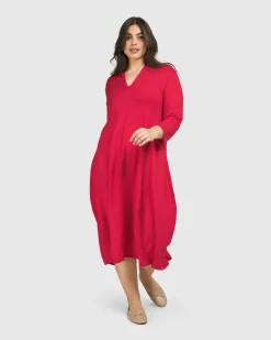 Women Alembika Dresses<Essential Cocoon Dress, Red Rose