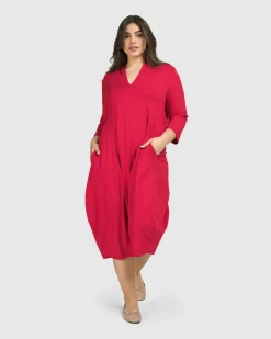 Women Alembika Dresses<Essential Cocoon Dress, Red Rose