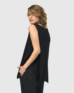 Women Alembika Tops & Tunics<Essential Cutaway Tank Top, Black