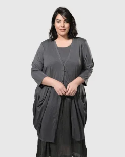 Women Alembika Plus<Essential Draped Cocoon Jacket, Grey