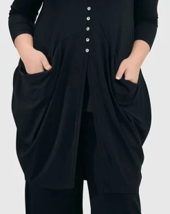 Women Alembika Plus<Essential Draped Cocoon Jacket, Black