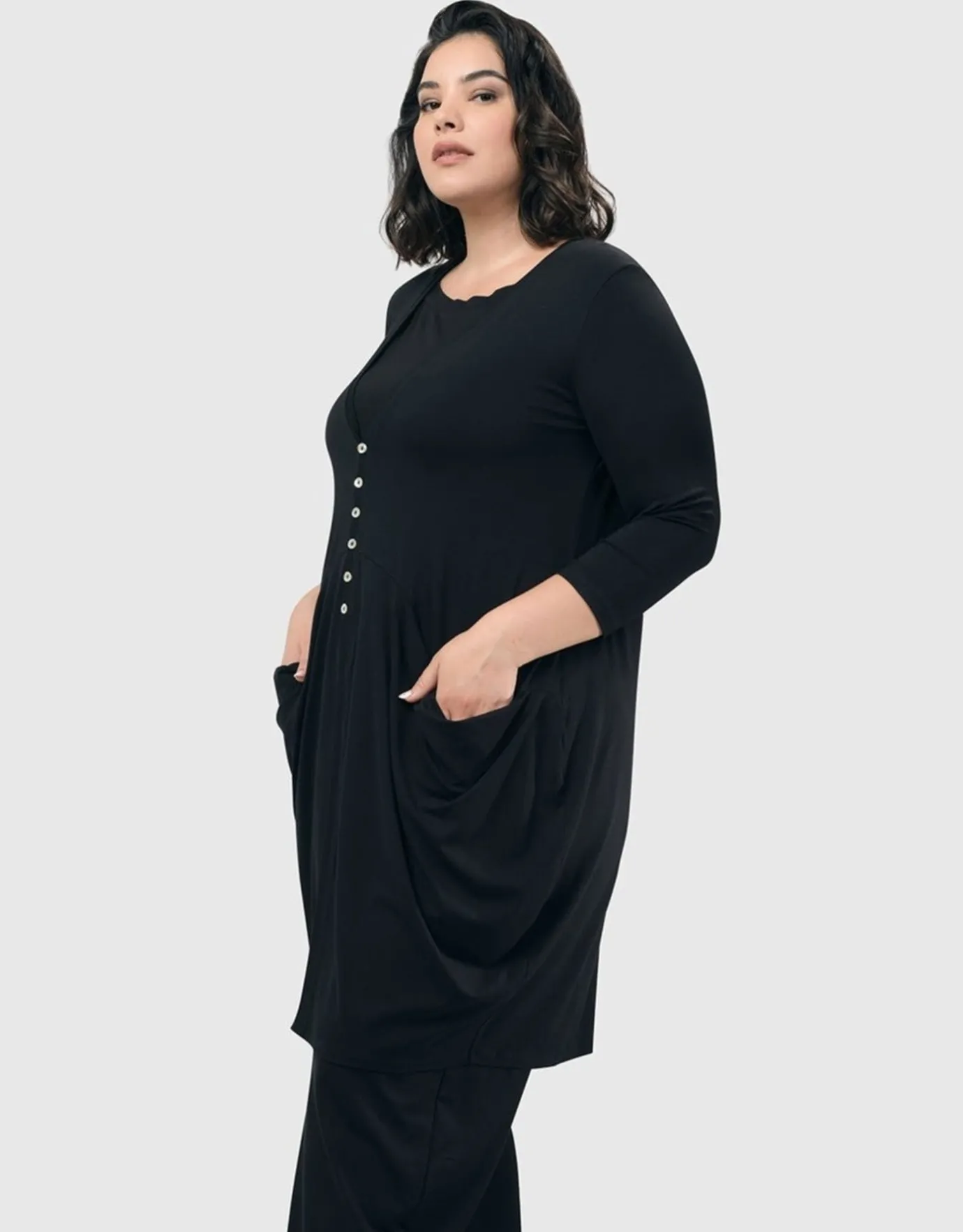Women Alembika Plus<Essential Draped Cocoon Jacket, Black
