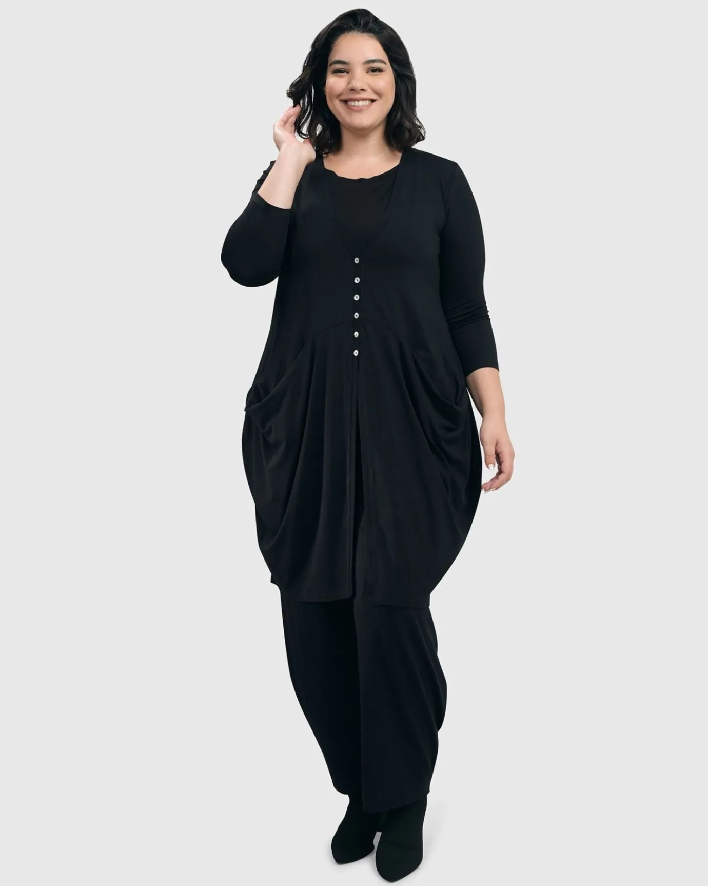 Women Alembika Plus<Essential Draped Cocoon Jacket, Black