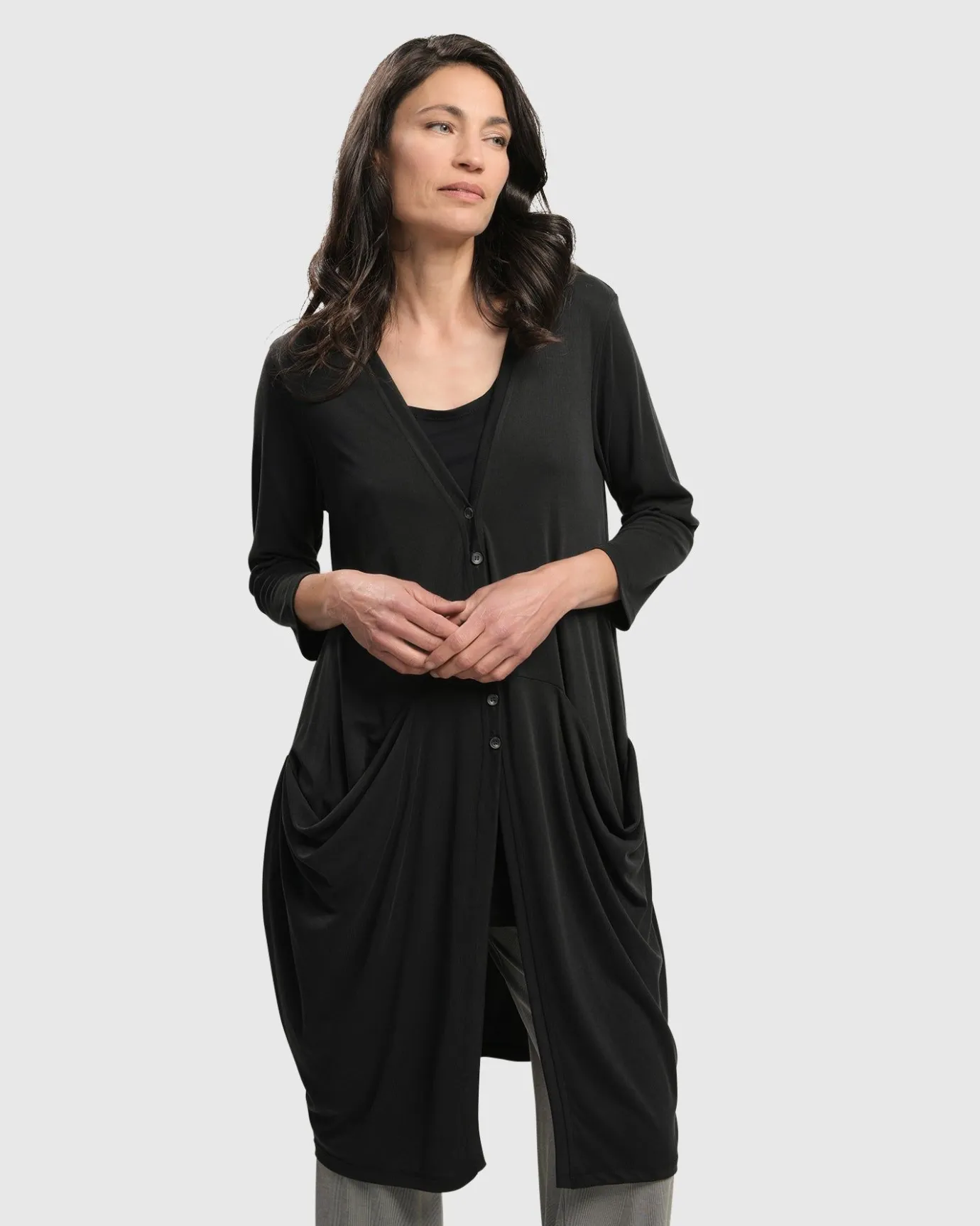 Women Alembika Jackets<Essential Draped Cocoon Jacket, Charcoal