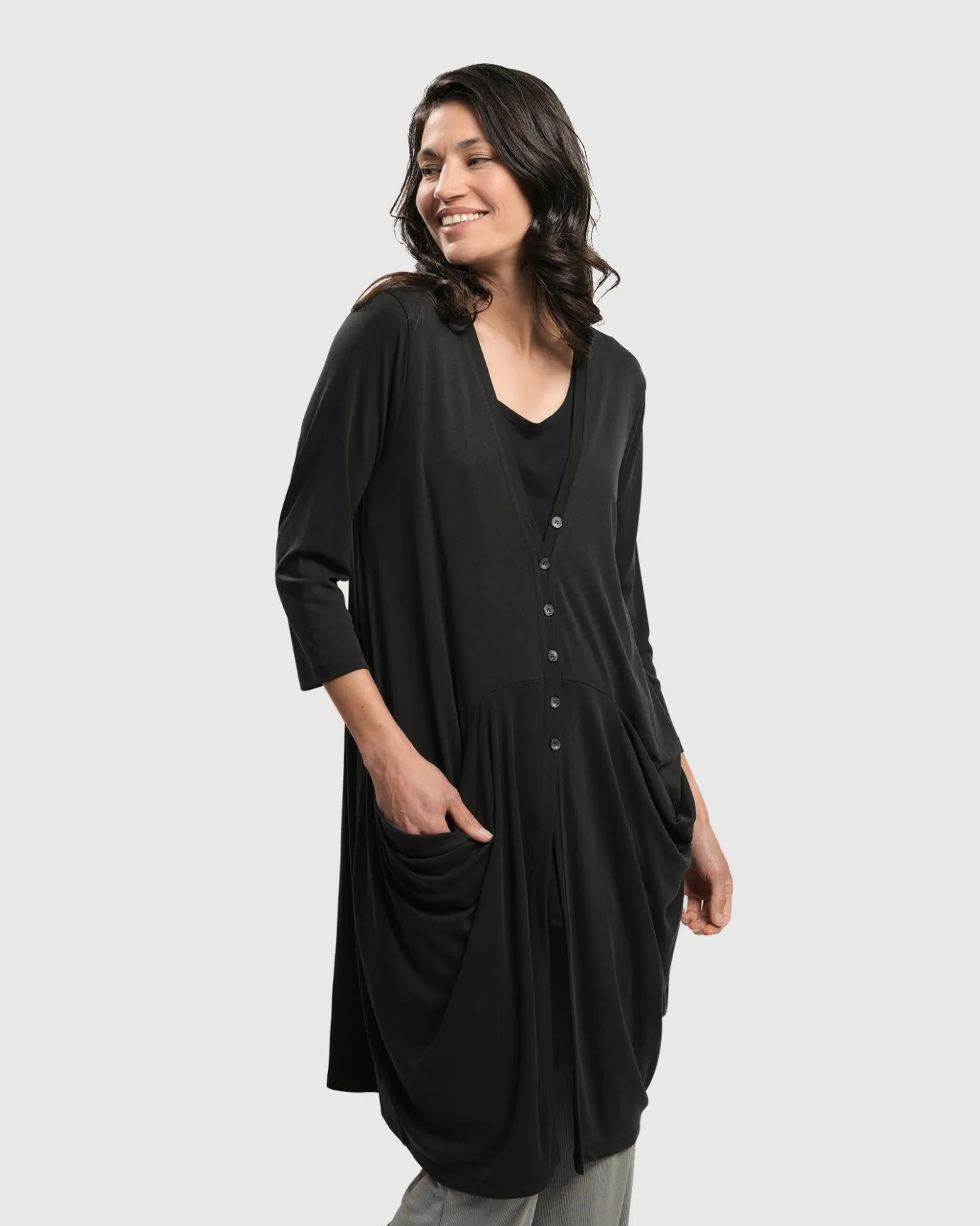 Women Alembika Jackets<Essential Draped Cocoon Jacket, Charcoal
