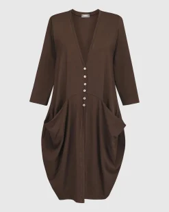 Women Alembika Jackets<Essential Draped Cocoon Jacket, Coffee