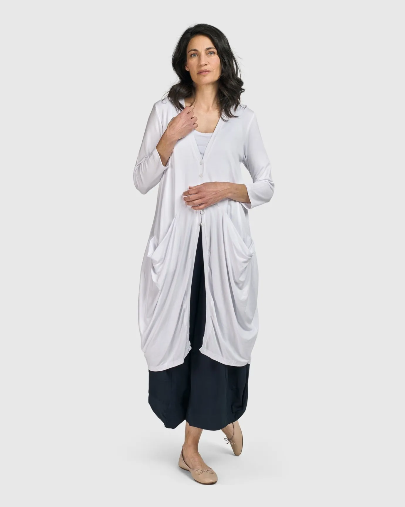 Women Alembika Plus<Essential Draped Cocoon Jacket, White