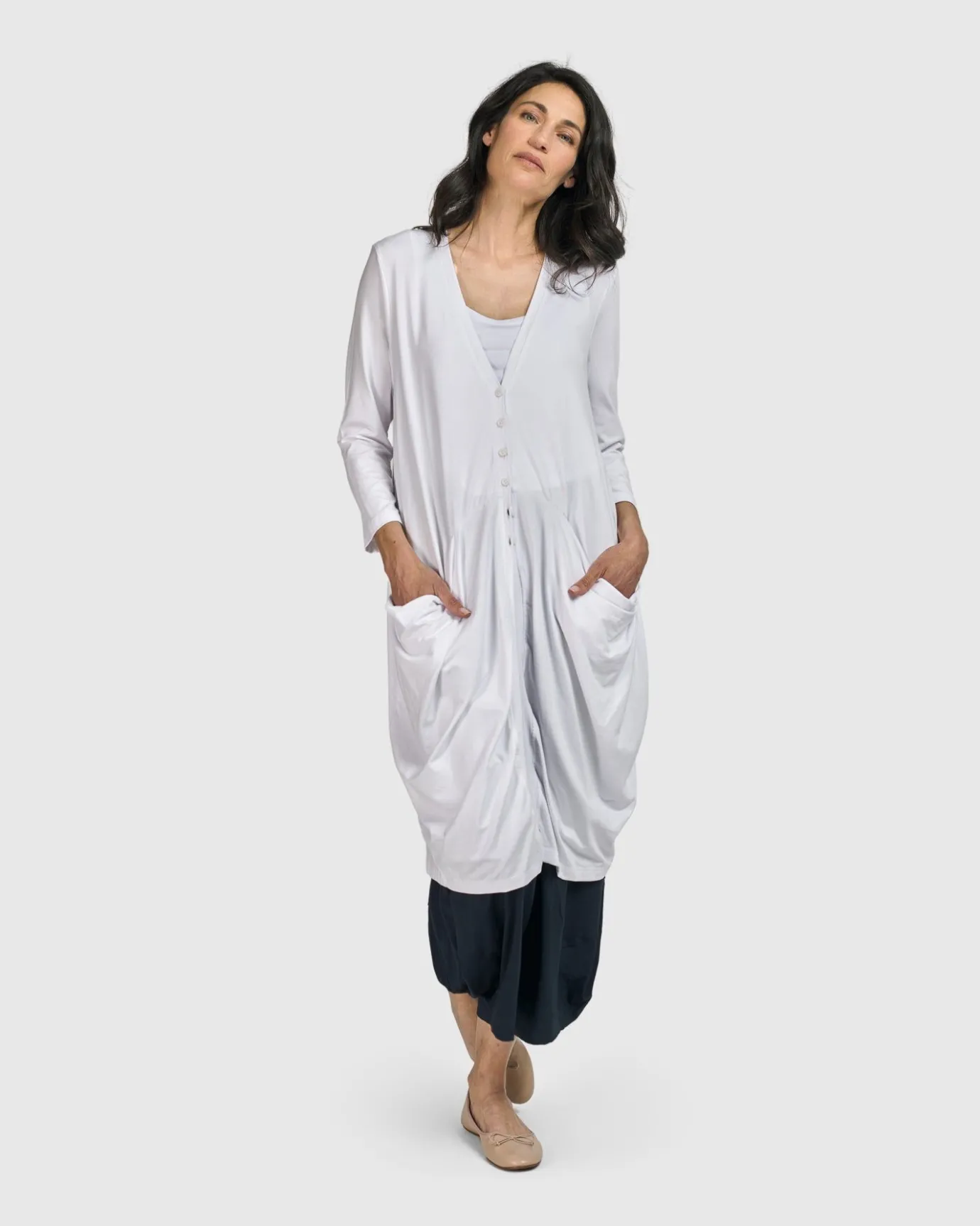 Women Alembika Plus<Essential Draped Cocoon Jacket, White