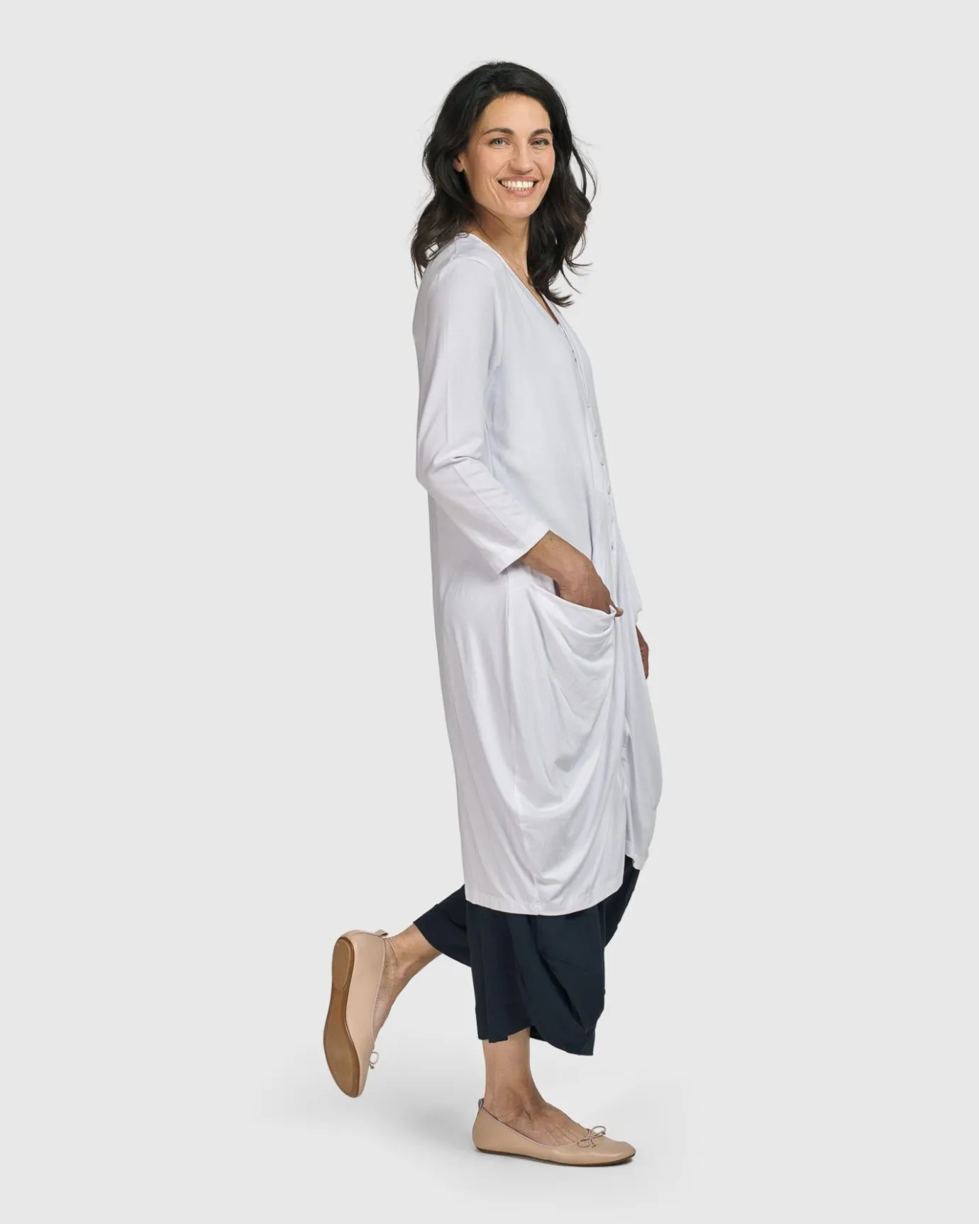Women Alembika Plus<Essential Draped Cocoon Jacket, White