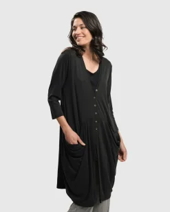 Women Alembika Plus<Essential Draped Cocoon Jacket, Charcoal