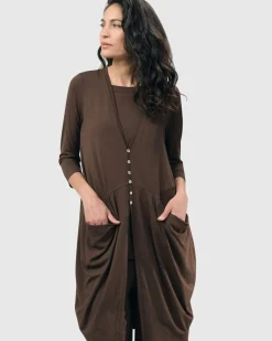 Women Alembika Plus<Essential Draped Cocoon Jacket, Coffee