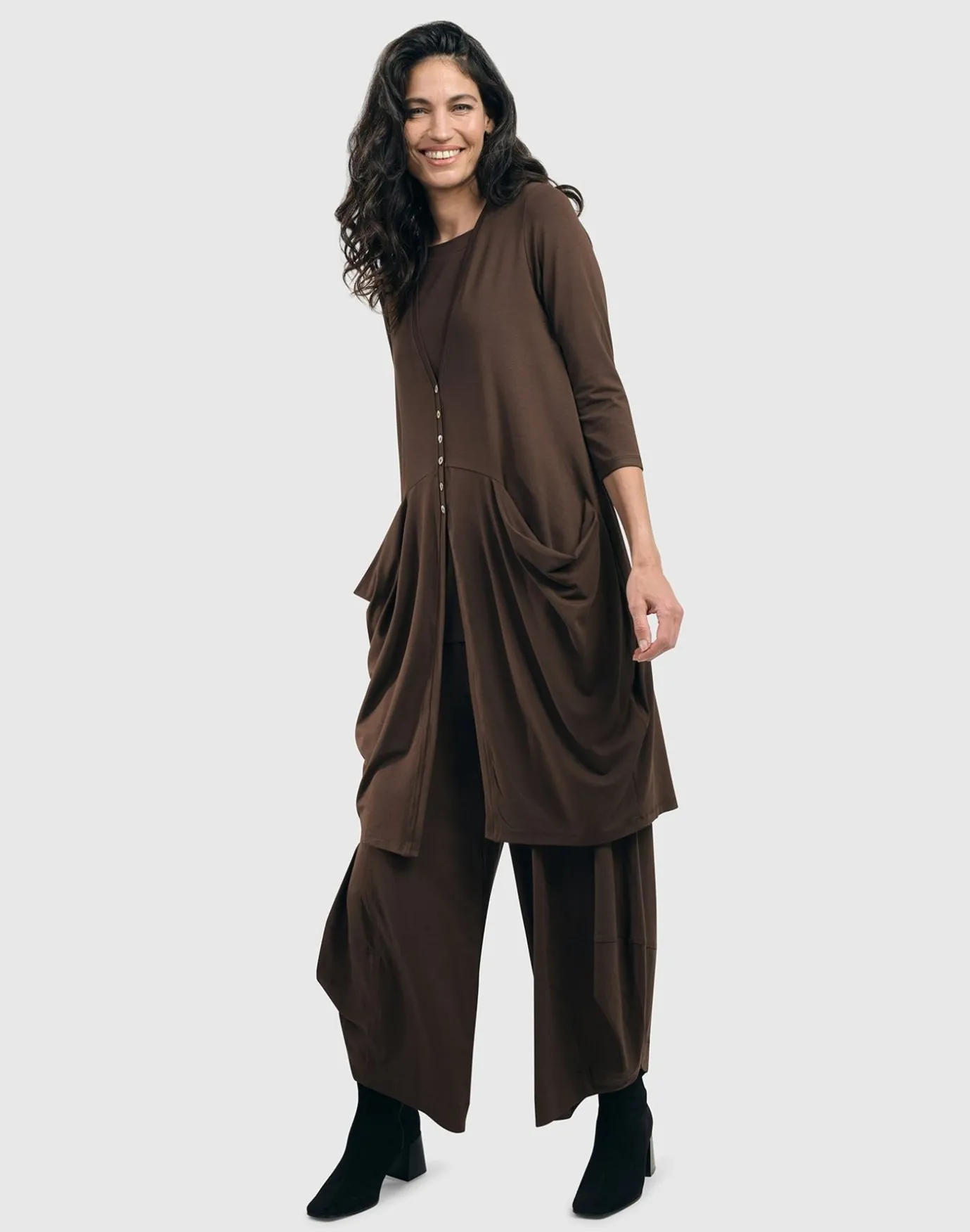 Women Alembika Plus<Essential Draped Cocoon Jacket, Coffee