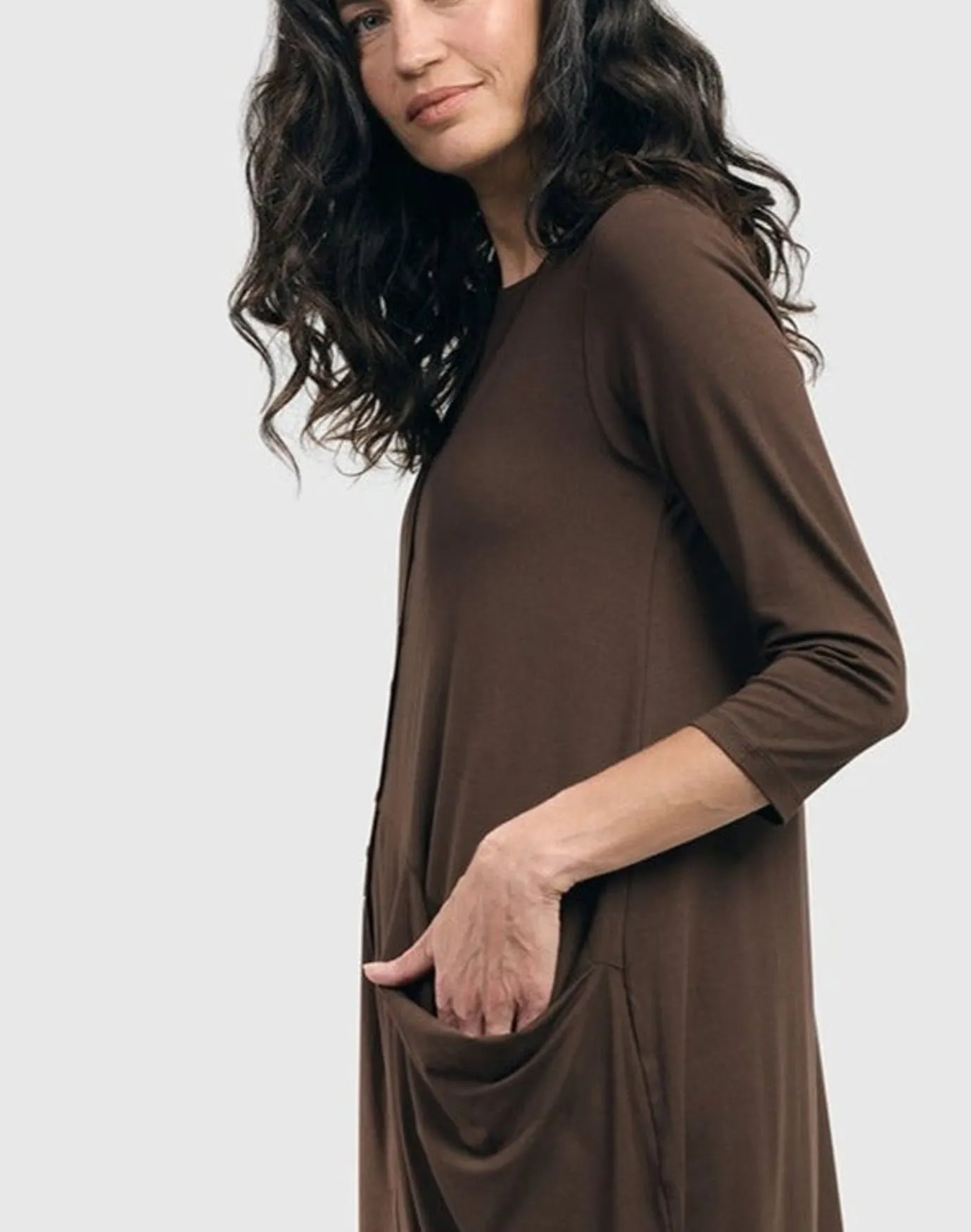 Women Alembika Plus<Essential Draped Cocoon Jacket, Coffee