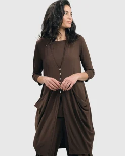 Women Alembika Plus<Essential Draped Cocoon Jacket, Coffee
