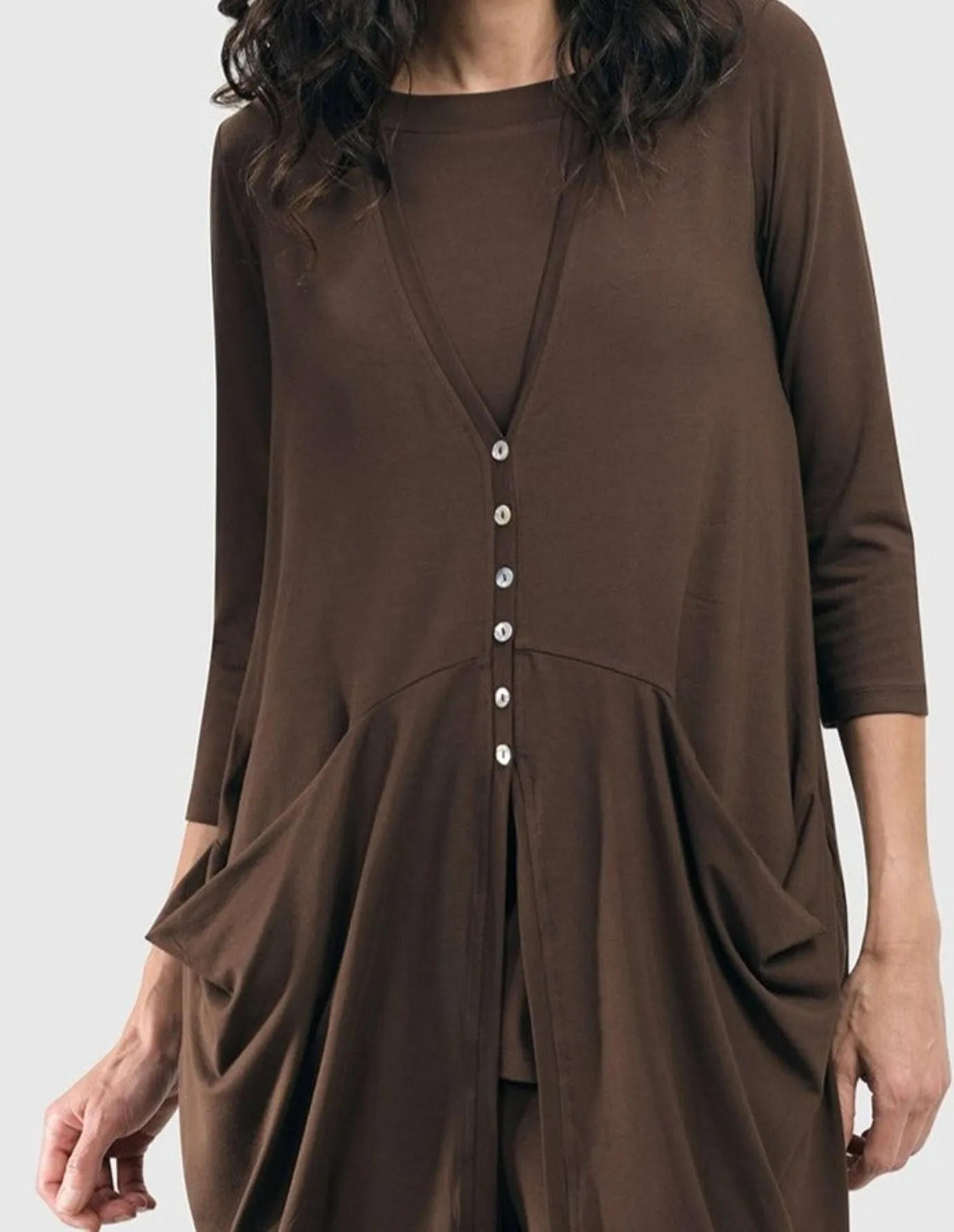 Women Alembika Plus<Essential Draped Cocoon Jacket, Coffee